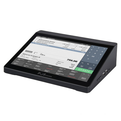 Компактный сенсорный POS терминал POScenter Prime (10.1'' емкостной, Intel Apollo Lake J3355, 2.2 GHz; RAM4Gb; SSD64Gb; аккумулятор Li-Ion 2 400mAh, Wi-Fi; BT; 2*USB 2.0; 2*USB 3.0; 1*RS232; 1*HDMI;1* LAN, блок питания  12V2A, Vesa 75х75) без ОС  